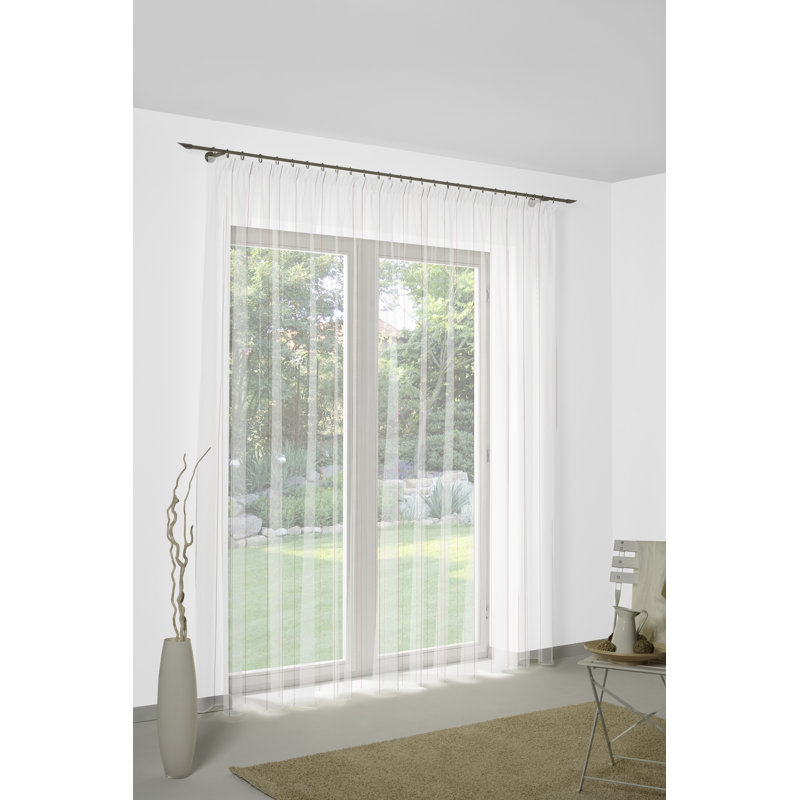 Merlee Semi Sheer Single Curtain Panel, Silver/Terra, 120cm H x 450cm W