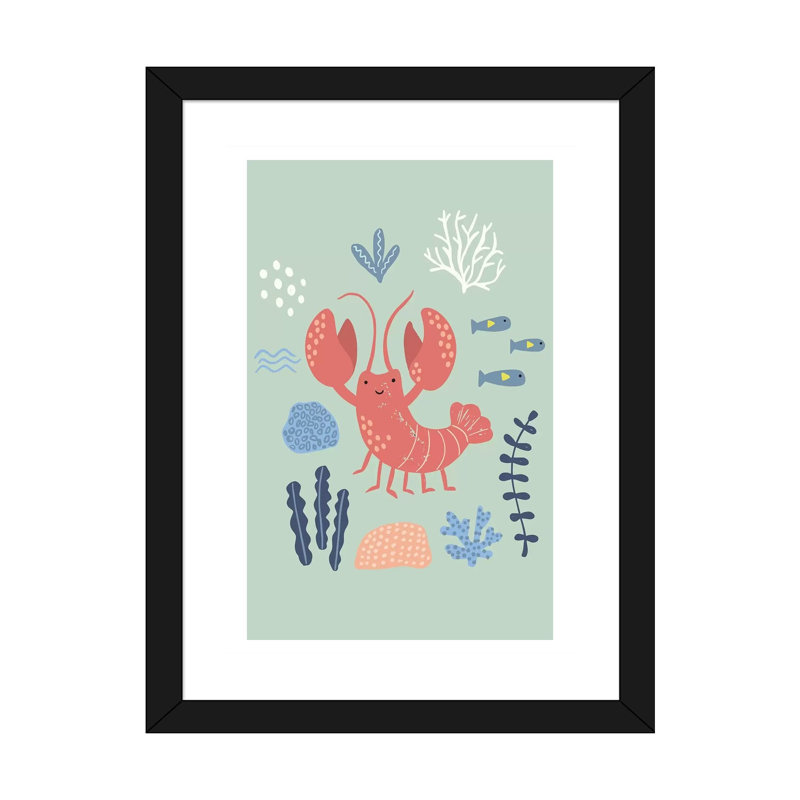 «Under the Sea VII» par Caroline Alfreds - impression d'art graphique, H 32 po x l 24 po x P 1 po, Papier encadré noir, Blanc