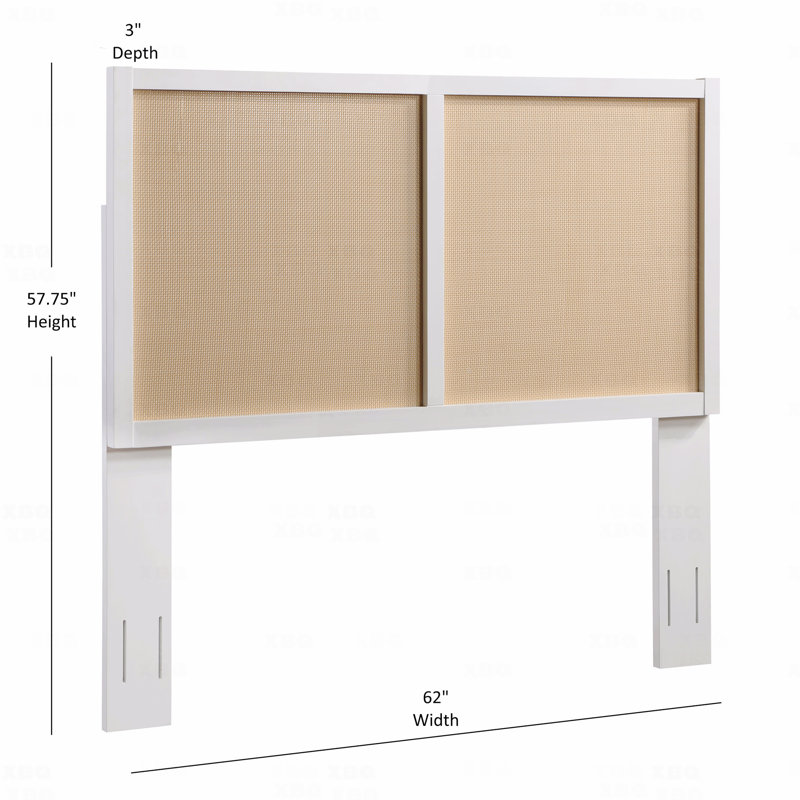 Cane And Solid Wood Queen Headboard, Queen