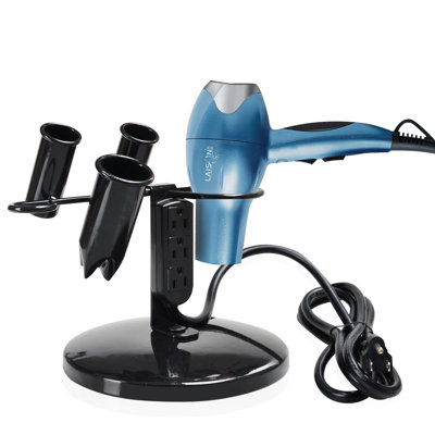 Support pour fer à repasser de table à 5 trous avec 3 prises de rangement pour séchoir à cheveux BYooTIQUE