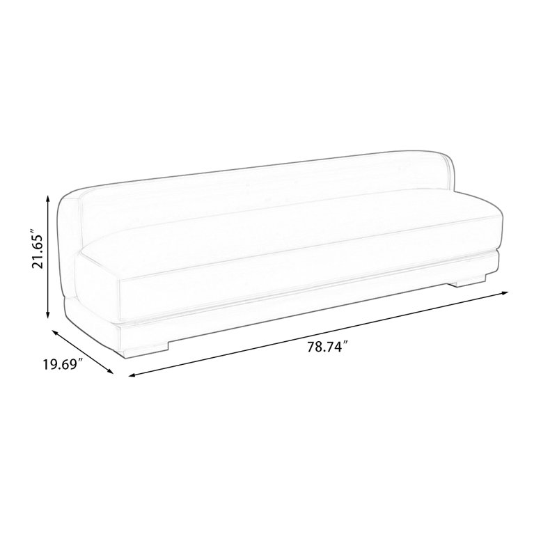 Brown Upholstered Bench, 21.65" H x 78.74" W x 19.69" D