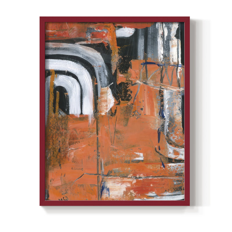 Retro Racing I Framed Print - Solid Wood, 21" H x 17" W, Red