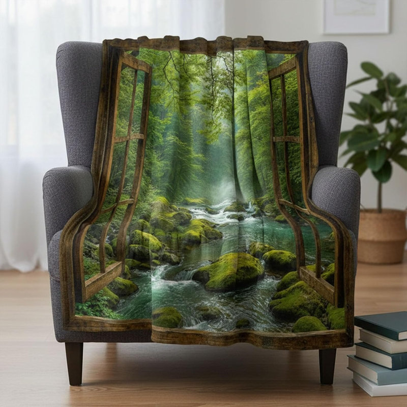 Jeté vert forêt 60 po x 80 po, 80" L x 60" W
