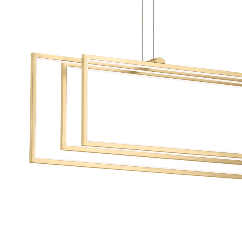 3 - Light Steel Dimmable LED Chandelier, Champagne Gold