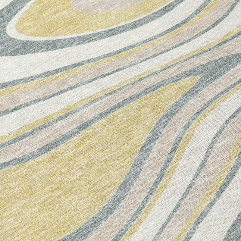 Machine Washable Indoor/Outdoor Chantille ACN2493 Abstract Rug, 8' x 10', Ivory