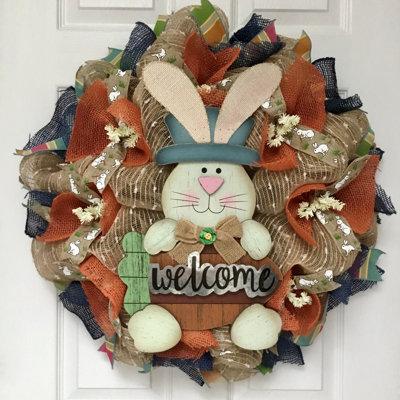 Couronne de jute avec lapin Welcome
