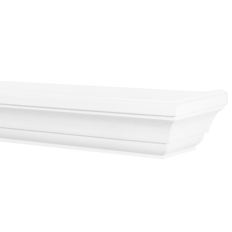 Floating Wood Fireplace Mantel Shelf - Crafted from Pine Wood - Traditional Design, 60" Length, White