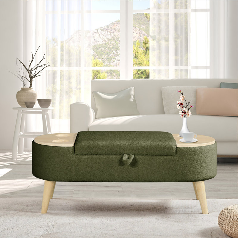Banc de rangement repose-pieds ovale, Vert