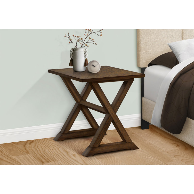 Table moderne, bout, table d'appoint, carré, table de chevet, chambre à coucher, lampe, placage brun, transitionnel