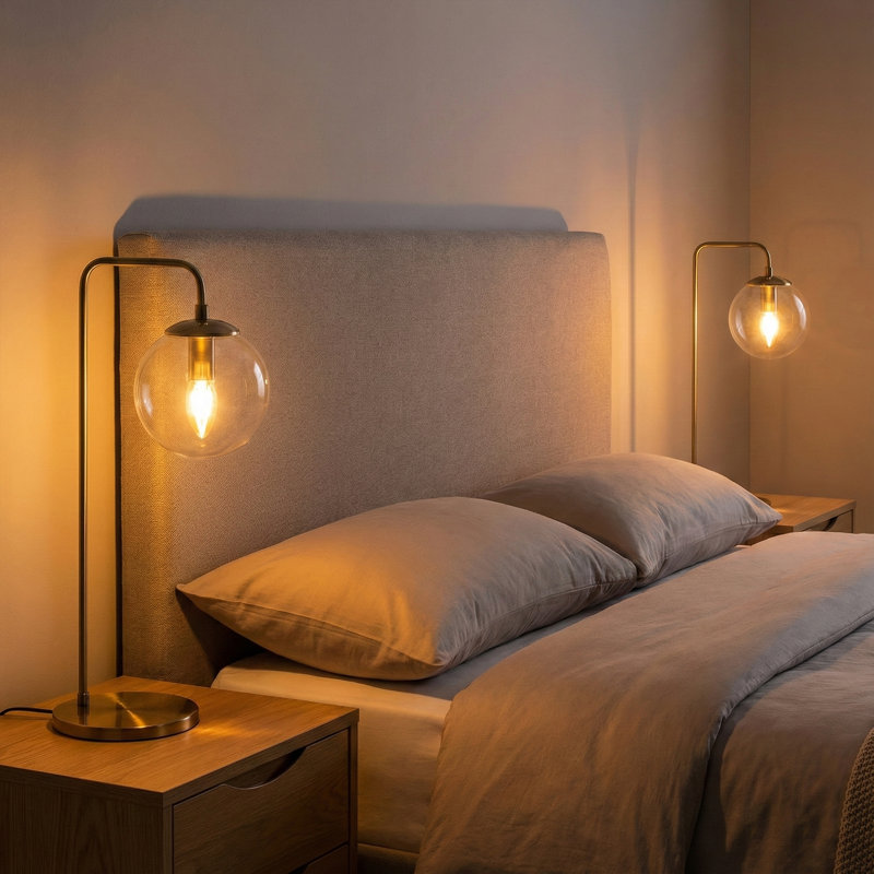 Lampe de bureau en verre Galen, Transparent, Bronze