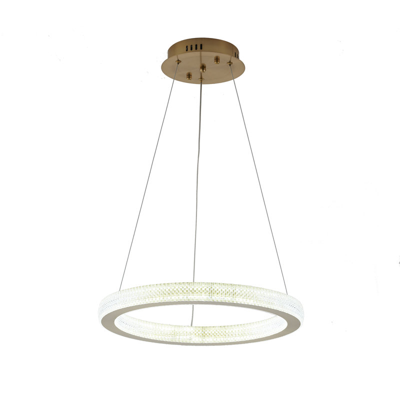 1-Light Sand Gold LED Chandelier With A Clear Acrylic Diffuser