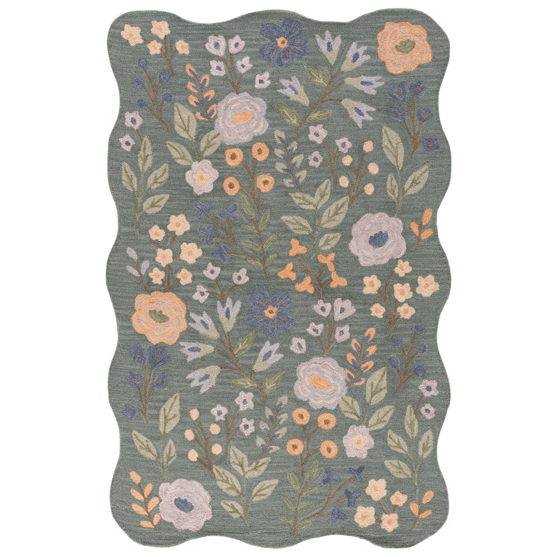 Jardin Hand Tufted Wool;Cotton Floral Indoor Rug, 8'-0" X 10'-0" Rectangle