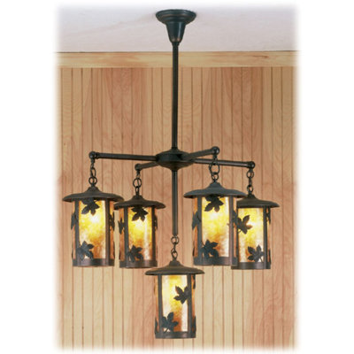 30"W Fulton Maple Leaf 5 LT Hanging Lantern Chandelier