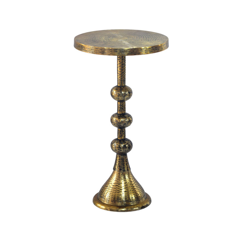 Pedestal Round Side Table, Golden