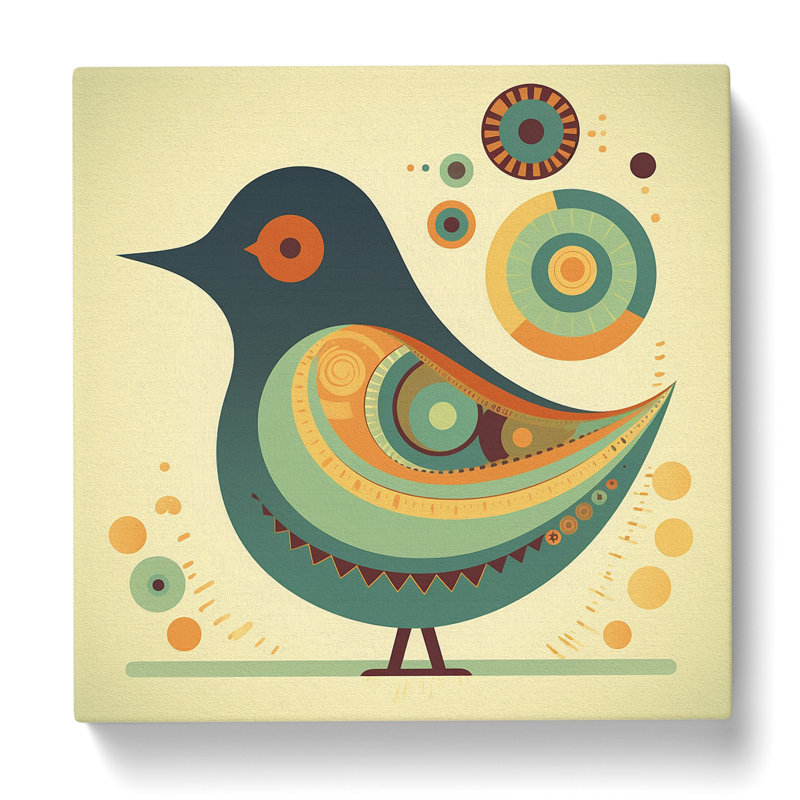 Bird Retro No.1 - Print, 50cm H x 50cm W x 3cm D