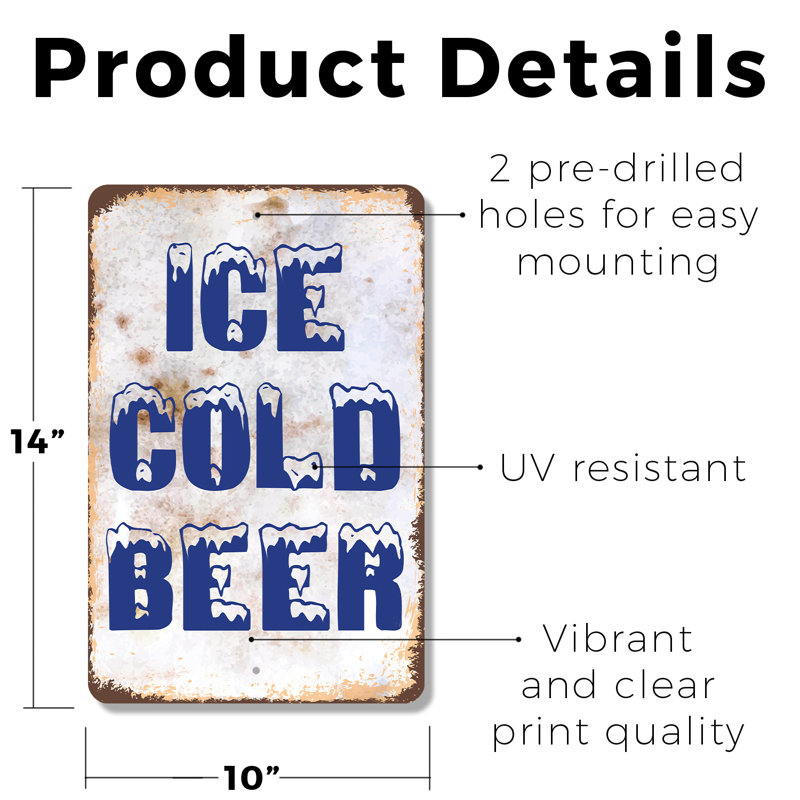 Plaque en plastique 10 pi x 14 po Ice Cold Beer