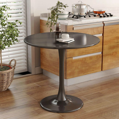 24 Inch Round Dining Table Modern Mdf Top Steel Base Tulip Mid Century