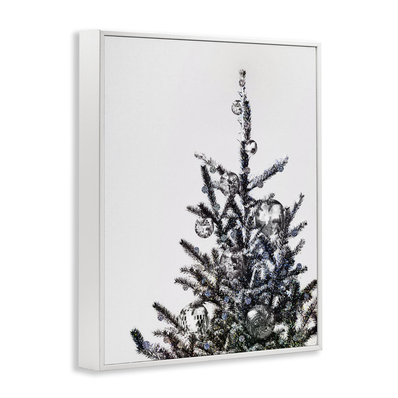 Christmas Tree Disco Balls  Giclee Art by Victoria Barnes, Coastal White Framed Giclee, 30" H x 24" W