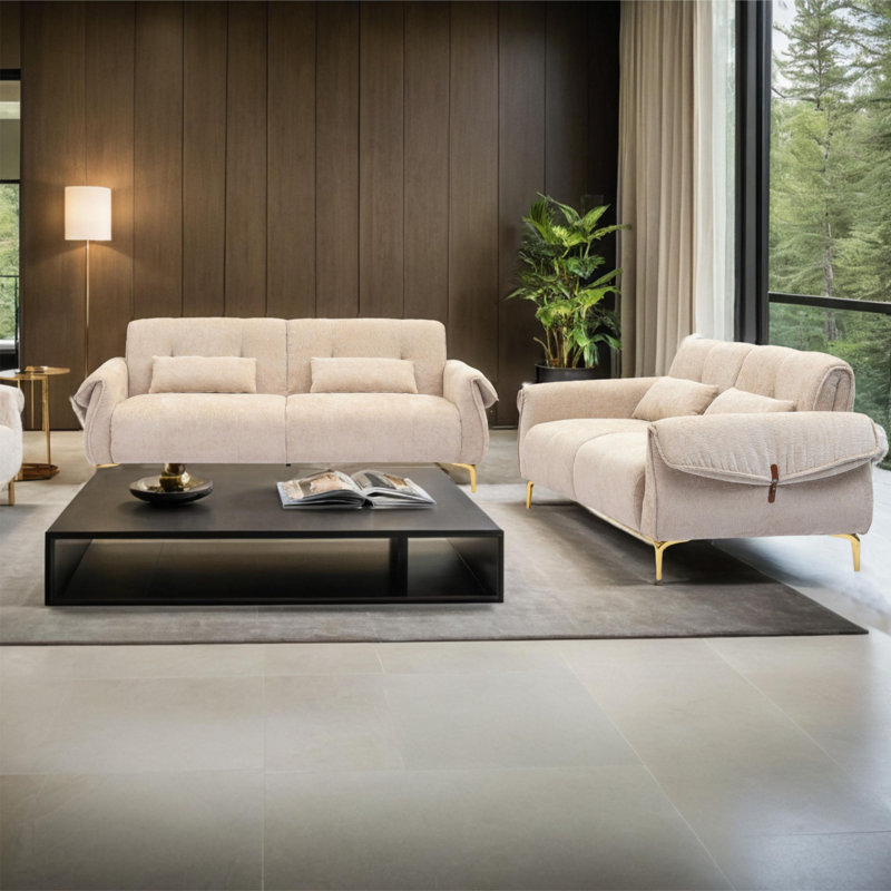 Canapé Livia, Beige, H 31,5 po x l 58,3 po x P 34,3 po