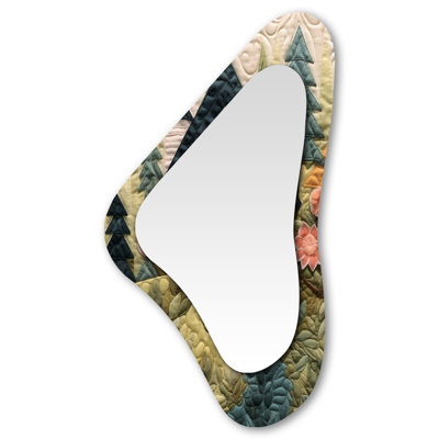 White Country House Quilt - Countryside Unique Shape Unique Wall Mirror, Country Asymmetrical Mirror, Printed Metal Art