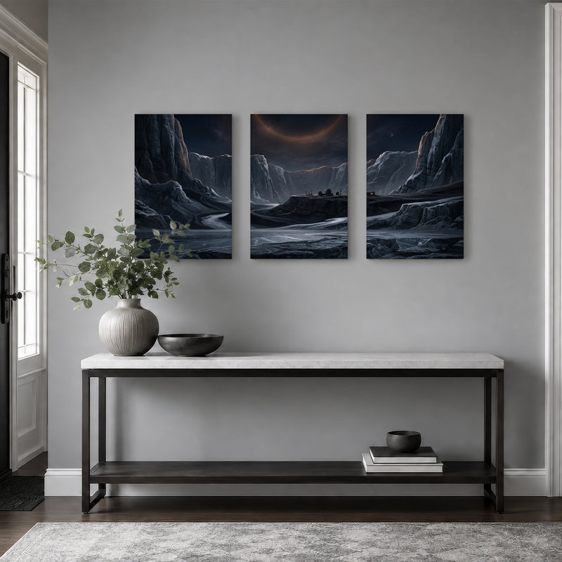 "Alien", ensemble de 3 toiles d'art, H 18 po x l 12 po x 3 pièces