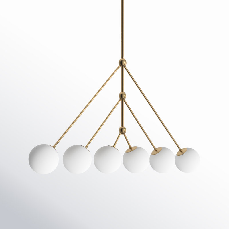 Estevan 6 - Light Dimmable Modern Linear Chandelier, Brown/Gold