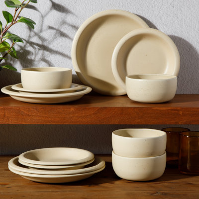 Bloomhouse Corsica Clay 12 Piece Stoneware Reactive Glaze Dinnerware Set