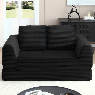 Boneless Futon Sofa Bed, Modern Corduroy Convertible Sleeper Couch With 2 Pillows, Foldable Floor Sofa For Living Room, Apartment, Dorm & Small Spaces