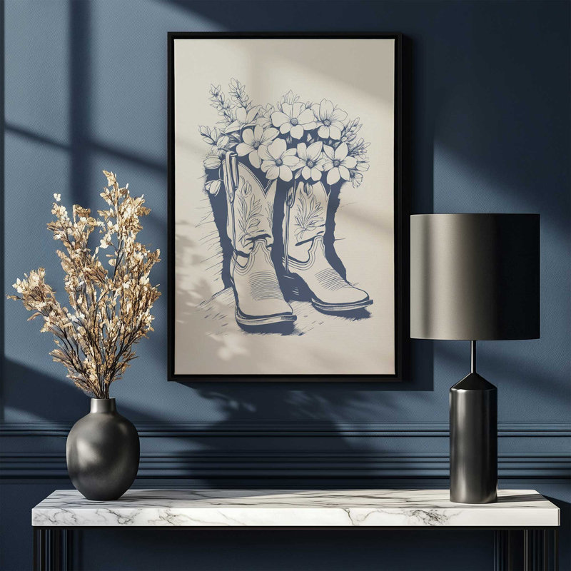 Impression sur toile bleu marine, H 18,75 po x l 12,75 po, Noir satiné
