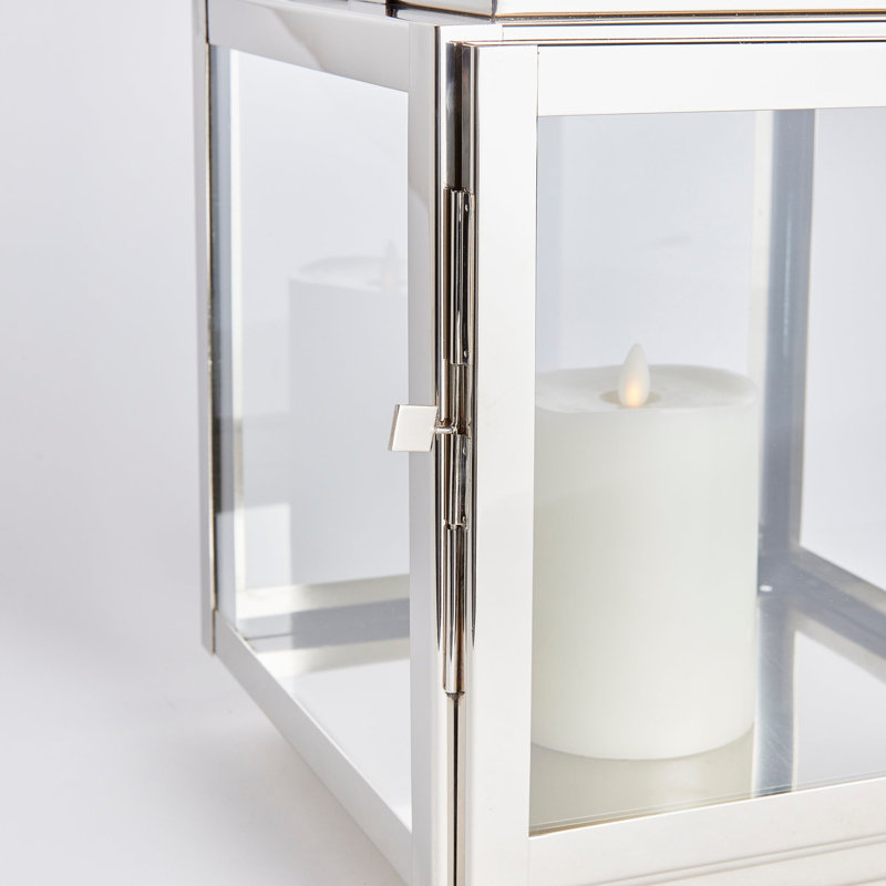 Adwin Lantern, Silver, 16.5" H x 10.5" W x 10" D