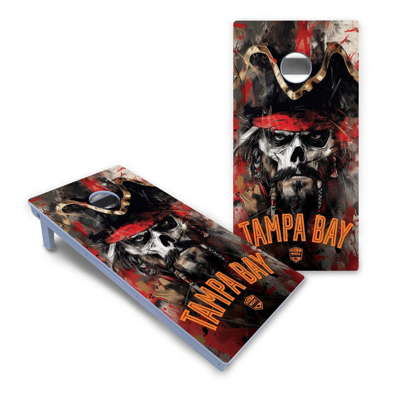 Tampa Bay All-Weather Composite Cornhole Set, Add Case & Lights