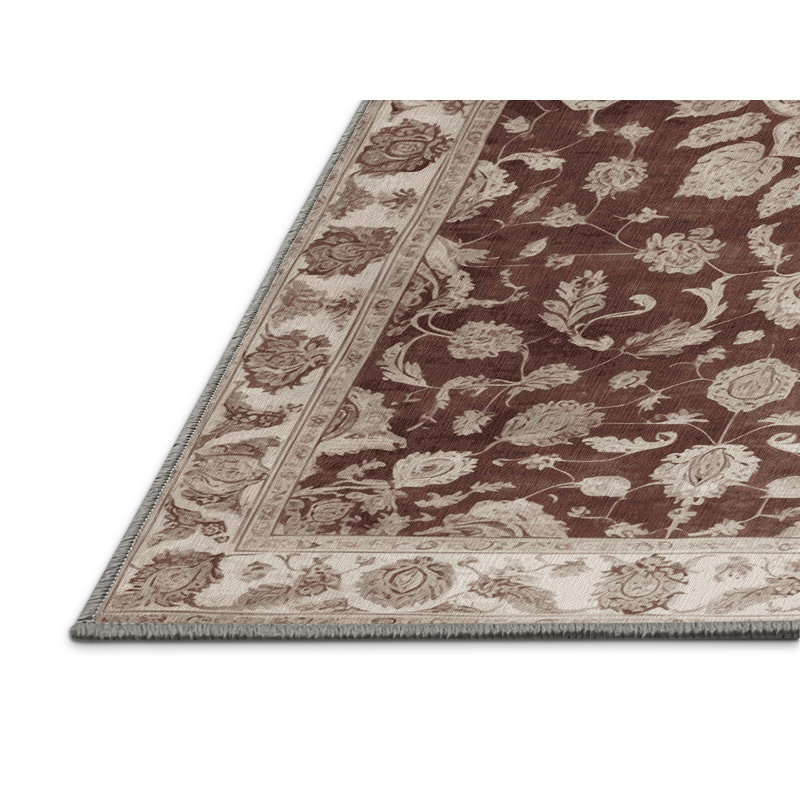 Tapis gris Tabriz lavable à la machine, Rectangle 6 pi x 9 pi