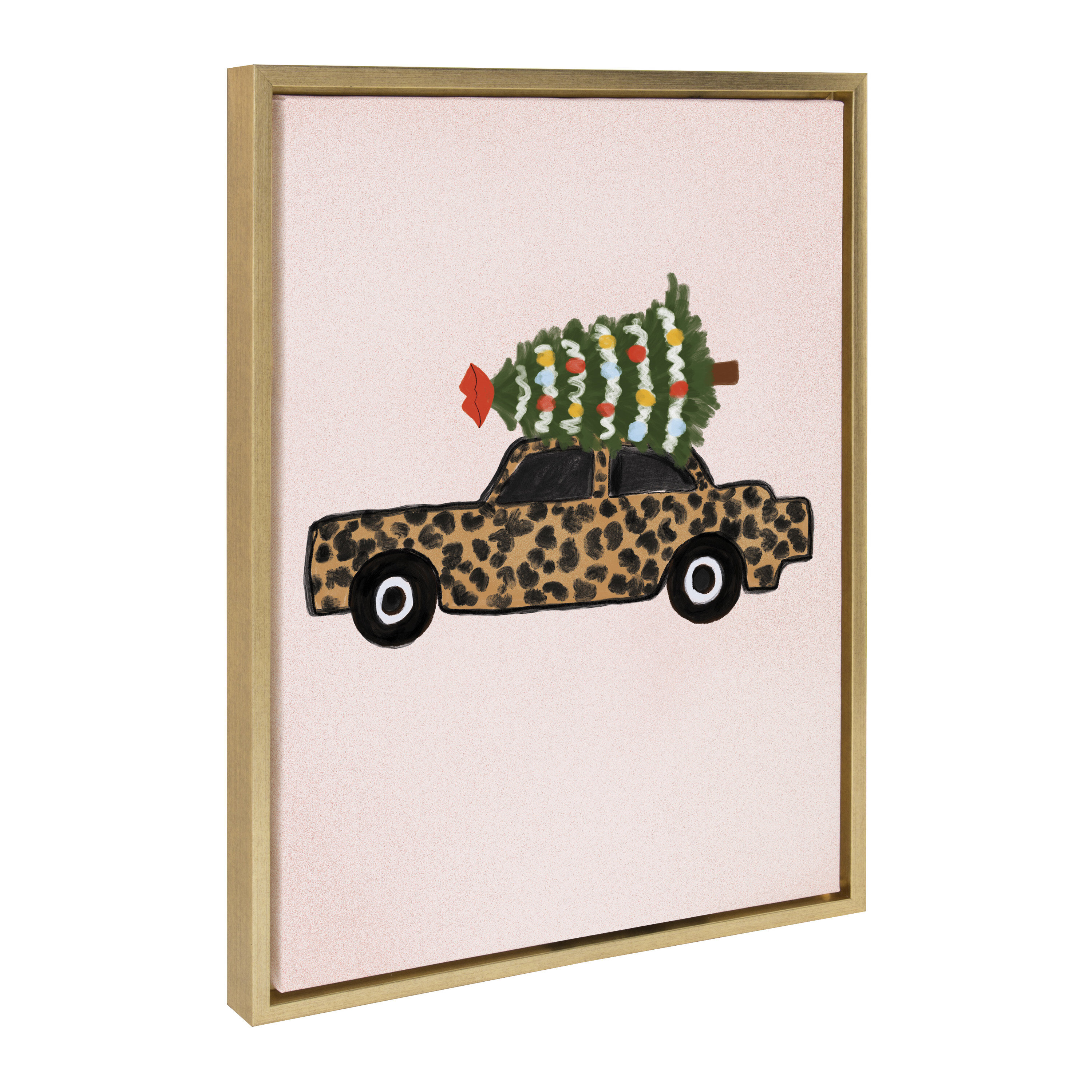 Symple Stuff Leopard Car Christmas Framed On Canvas by Kendra Dandy  Bouffants And Broken Hearts Print Wayfair