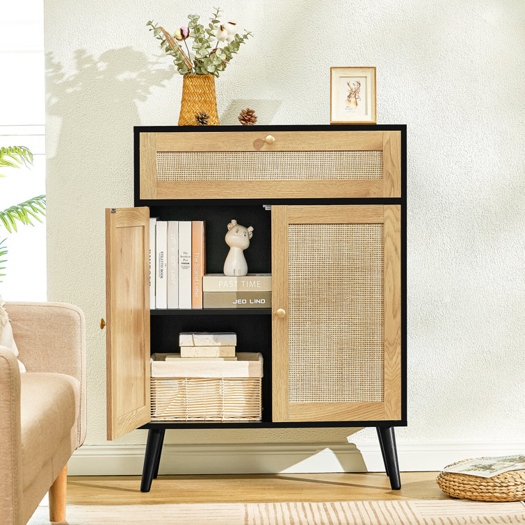 Aamaya 39.4'' Rattan Cabinet with Drawer & Adjustable Shelf
