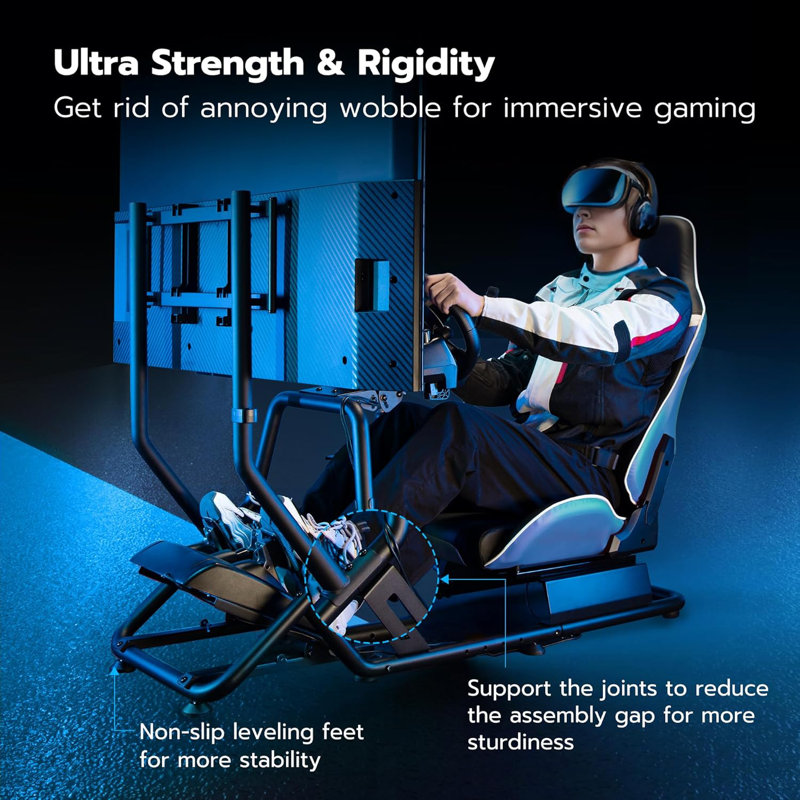ARES WING Racing Simulator Cockpit with Seat & TV mount, Formula and GT Sim Racing Cockpit Compatible with Fanatec, Thrustmaster, Logitech, Moza Racing Games on PS5, PS4, Xbox and PC