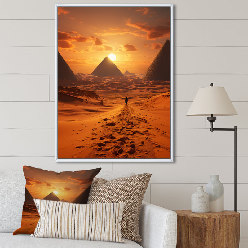 Égypte, désert antique des Sables I - égyptien, art mural, salon, Cadre flottant blanc, H 20 po x l 12 po x P 1 po