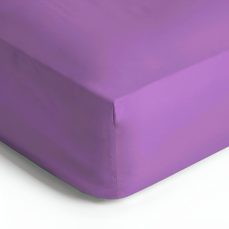 Angelka Microfiber Brushed Deep Fitted Bed Sheet, Purple, Kingsize (5')