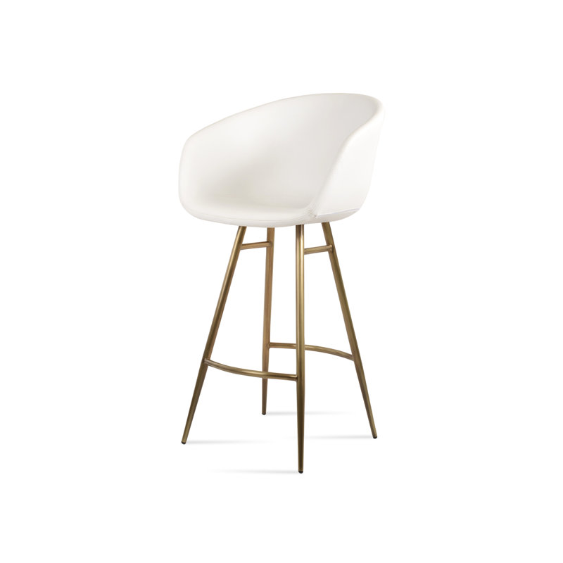 Tabouret de bar et de comptoir Tribeca Galata, Tabouret de bar (siège d'une hauteur de 29 po), Laiton, Blanc