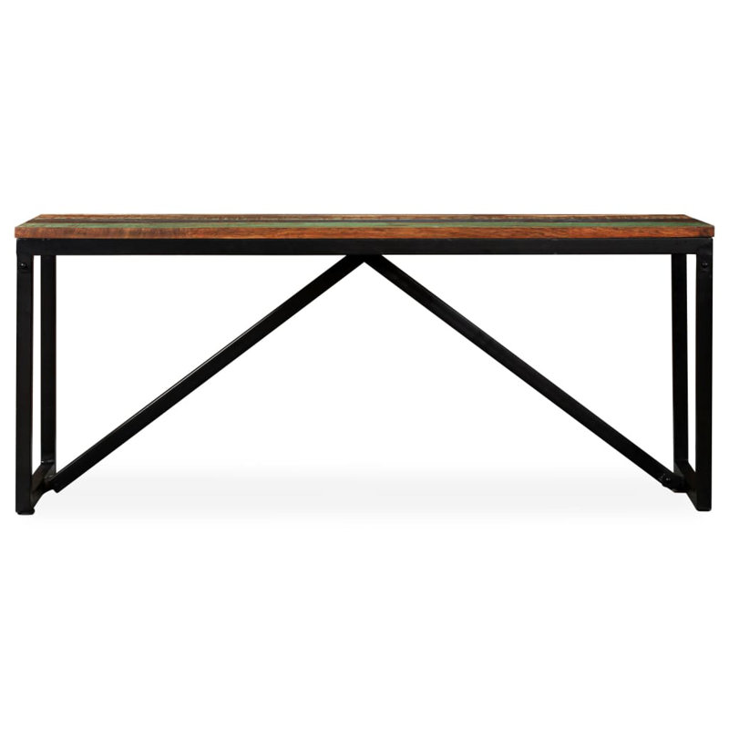Banc en bois massif industriel récupéré en acier et bois 43,3 x 13,8 x 17,7 po