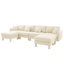 Canapé 4 places Boucle avec accoudoirs distinctifs en forme de coquillage, 2 repose-pieds amovibles et pieds cylindriques - enveloppé de tissu-1948574893