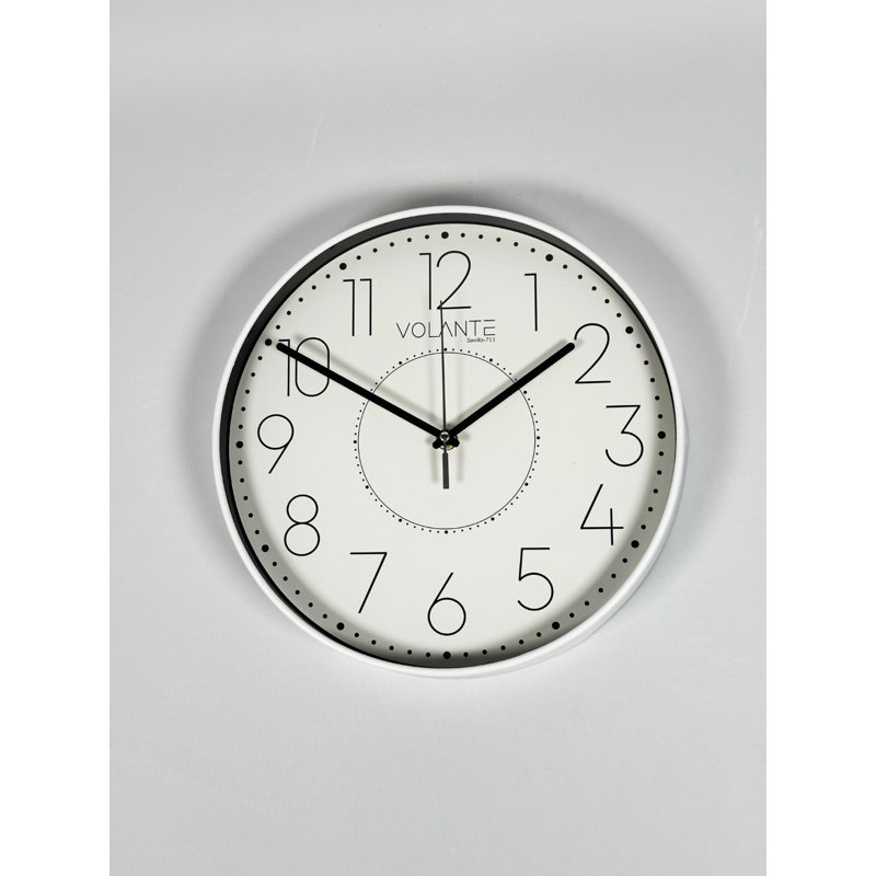 Elegant Decorative Wall Clock - 11.8 Inch Diameter, 1.8 Inch Thick | 100% Plastic Frame, Real Glass Cover | Modern White and Black Design | Perfect for Living Room, Office & Home Decor, Stylish & Functional