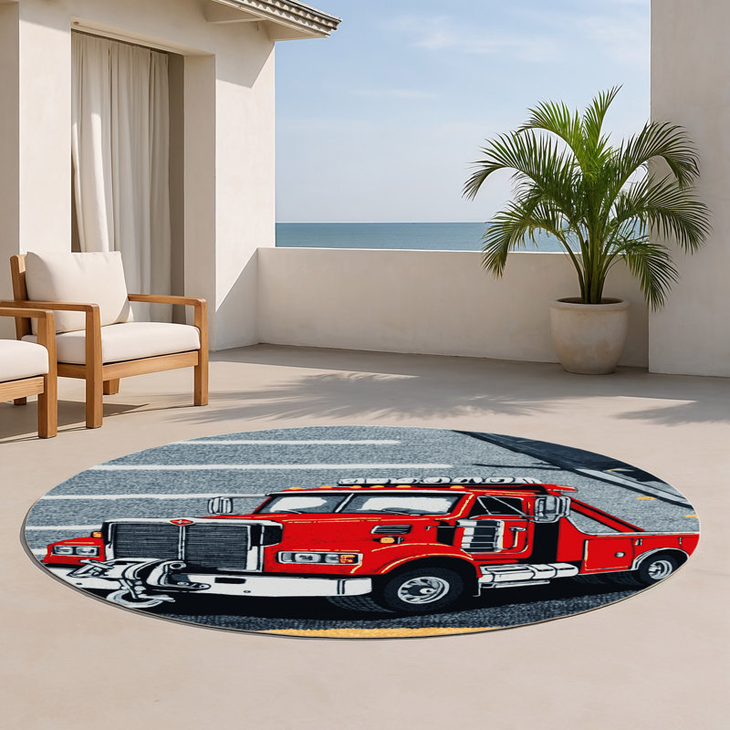 Tapis intérieur et extérieur gris Transport, Rond 5 pi