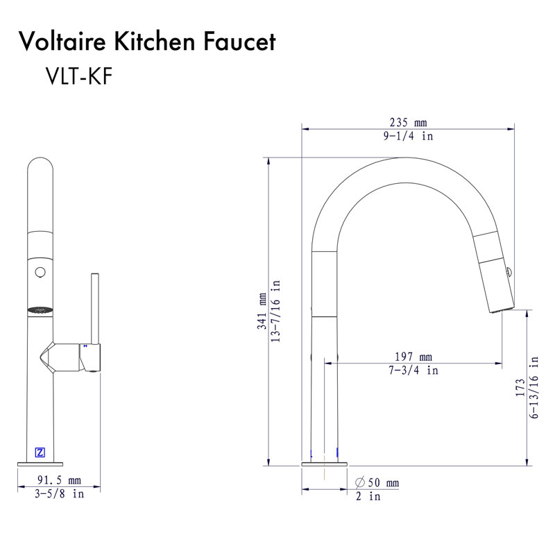 ZLINE Voltaire Kitchen Faucet in Champagne Bronze (VLT-KF-CB), Polished Gold