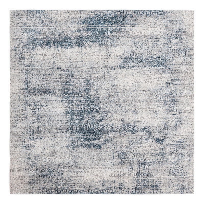 Tapis bleu / blanc Joao, Carré 7 pi 10 po