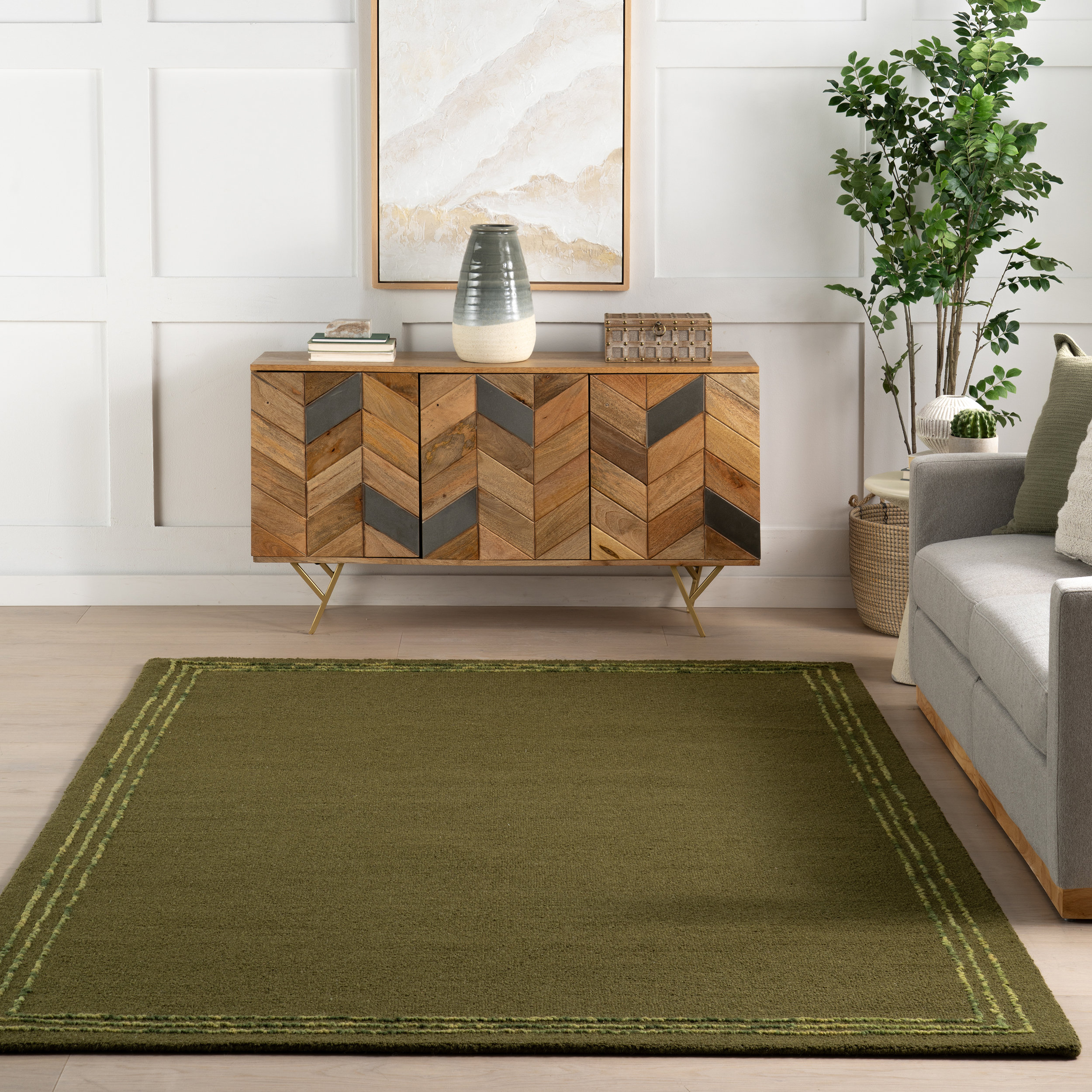 Bordered Wool Rug Latitude Run® Juliette Roan Bordered Wool Rug | Wayfair