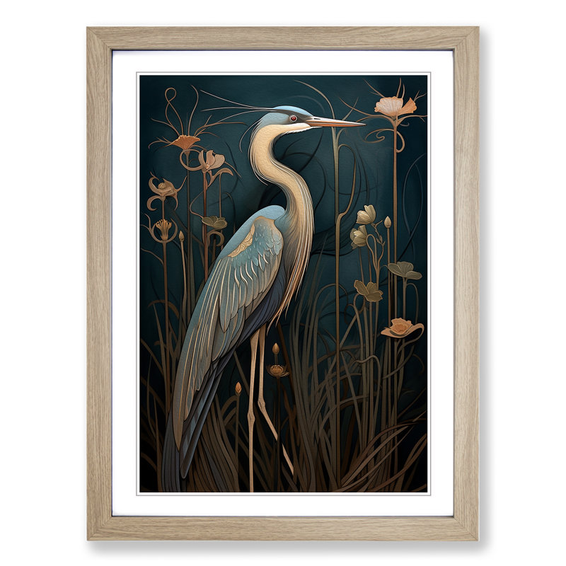 Heron Art Deco - Framed Print