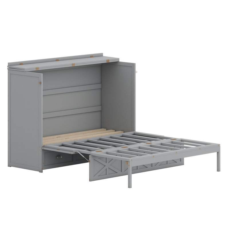 Lit escamotable rabattable avec tiroirs intégrés, Grey