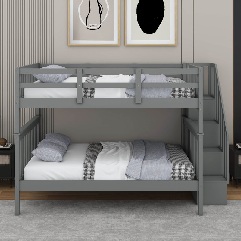 Lit superposé double avec rangement, Gris