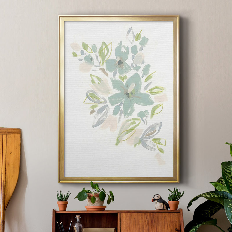 «Seafoam Petals IV», reproduction encadrée de qualité supérieure - prête à être accrochée, Or, H 42,5 po x l 30,5 po x P 1 po