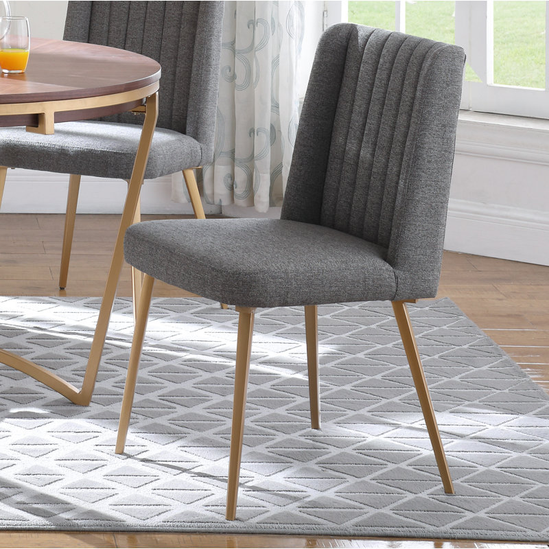 Eleanor Wingback Side Chair, Grey Linen Textured Fabric